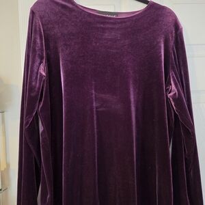 Chic Purple Velvet Long Sleeve Top